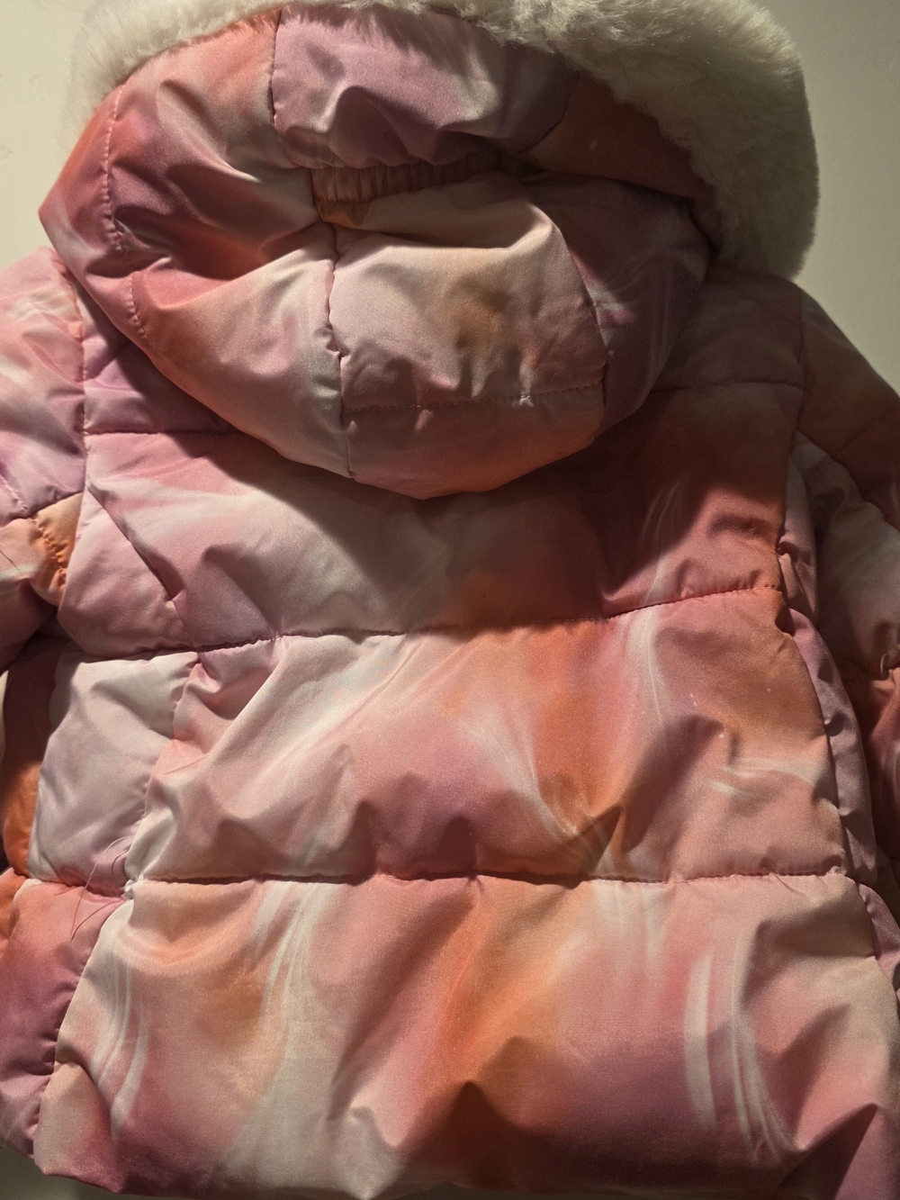 Gerry Toddler Girls Pink Tie-Dye Puffer Jacket Faux Fur Hood Size 2T - Picture 12 of 12